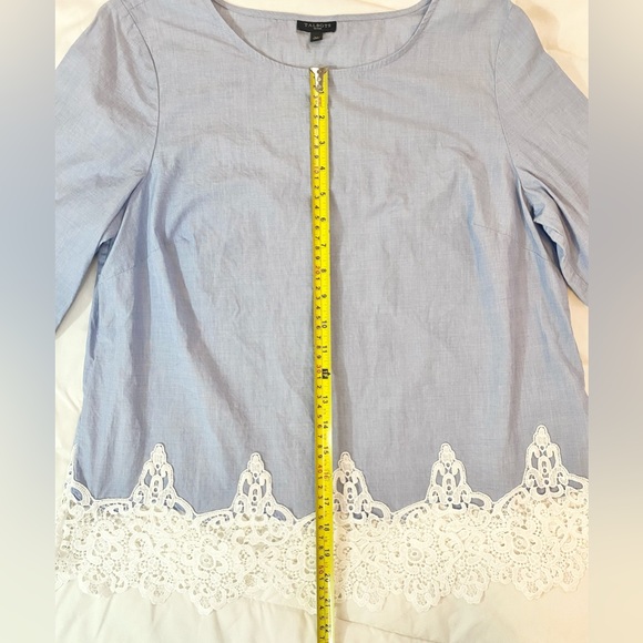 Talbots Blue Long Sleeve Top with Lace - Picture 7 of 9